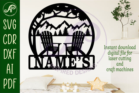 Adirondack chairs name wall art sign, SVG personalized SVG APInspireddesigns 