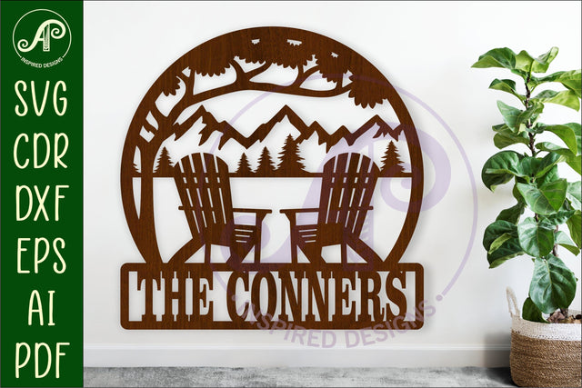 Adirondack chairs name wall art sign, SVG personalized SVG APInspireddesigns 