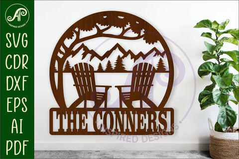 Adirondack chairs name wall art sign, SVG personalized SVG APInspireddesigns 