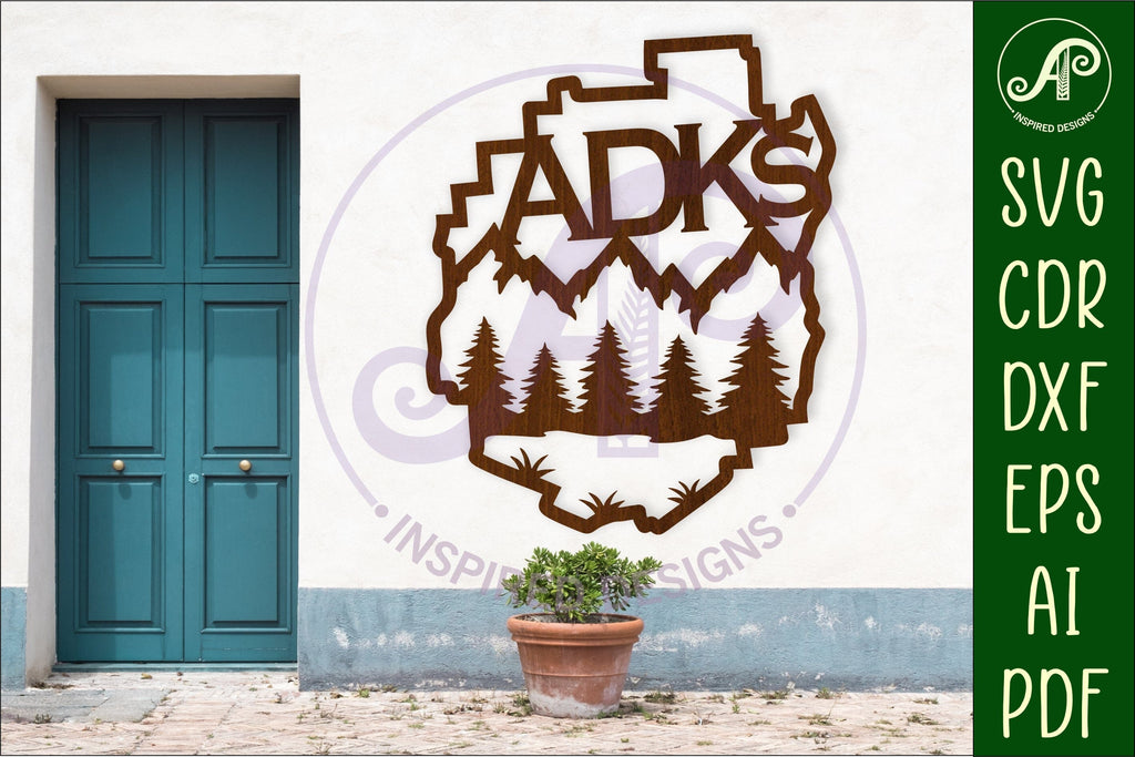 ADK Adirondack park wall art sign, SVG file. vector - So Fontsy