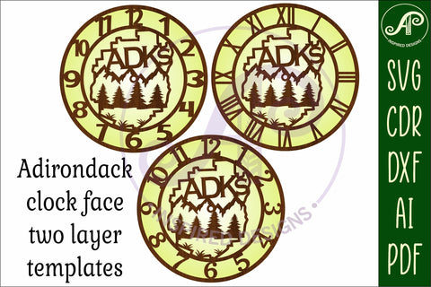 ADKs Adirondacks wall clock laser cut files SVG APInspireddesigns 