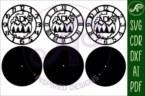 ADKs Adirondacks wall clock laser cut files SVG APInspireddesigns 