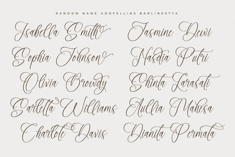 Adofellins Barlinestya - Beauty Modern Script Font Letterena Studios 
