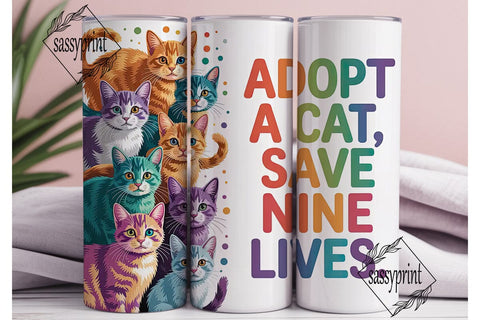 Adopt a Cat Tumbler Wrap Sublimation sassyprint 