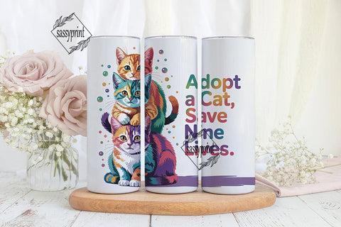 Adopt a Cat Tumbler Wrap Sublimation sassyprint 