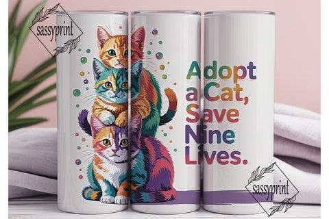 Adopt a Cat Tumbler Wrap Sublimation sassyprint 