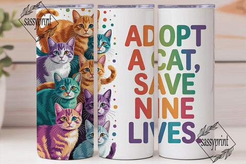 Adopt a Cat Tumbler Wrap Sublimation sassyprint 