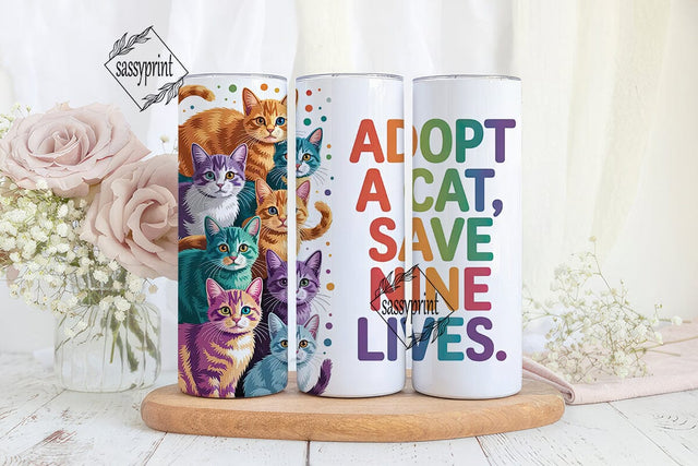 Adopt a Cat Tumbler Wrap Sublimation sassyprint 