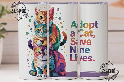 Adopt a Cat Tumbler Wrap Sublimation sassyprint 