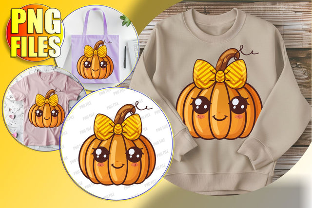 Adorable Autumn Pumpkin Clipart with Bow - Sublimation PNG Sublimation afrosvg 