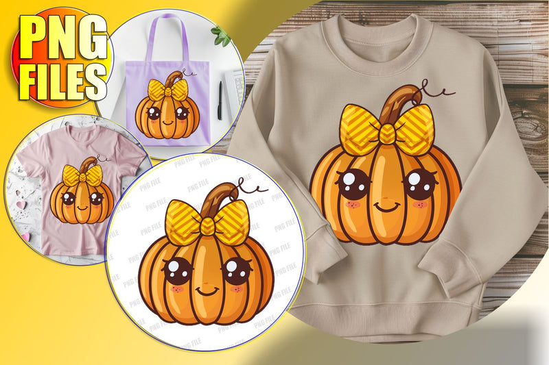 Adorable Autumn Pumpkin Clipart with Bow - Sublimation PNG Sublimation afrosvg 
