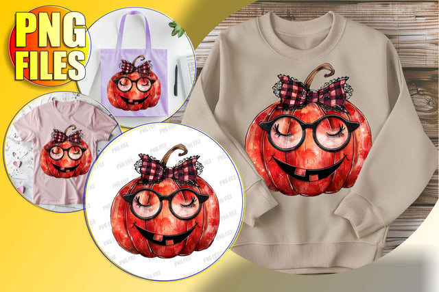 Adorable Autumn Pumpkin with Bow Sublimation Clipart Sublimation afrosvg 