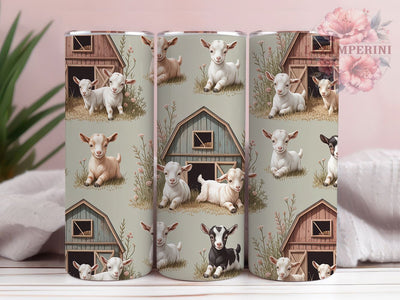 Adorable Baby Goats Tumbler Wrap, 20oz Skinny Tumbler Digital Download, Farm Animals Tumbler Wrap Design, Sublimation PNG Sublimation Li Zamperini 
