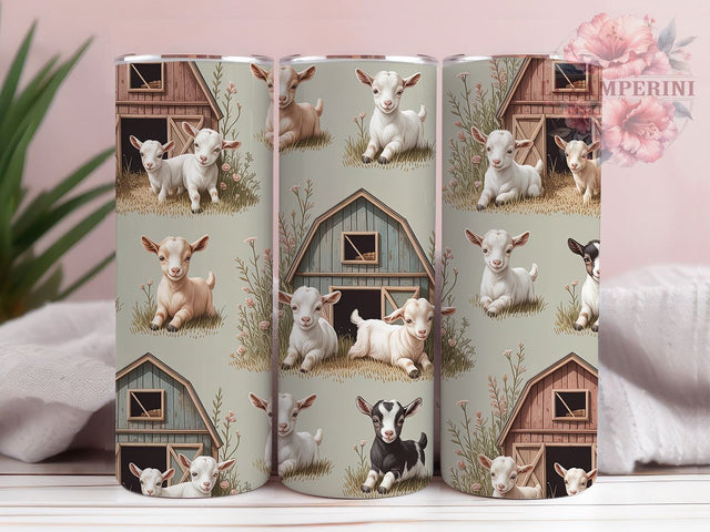 Adorable Baby Goats Tumbler Wrap, 20oz Skinny Tumbler Digital Download, Farm Animals Tumbler Wrap Design, Sublimation PNG Sublimation Li Zamperini 
