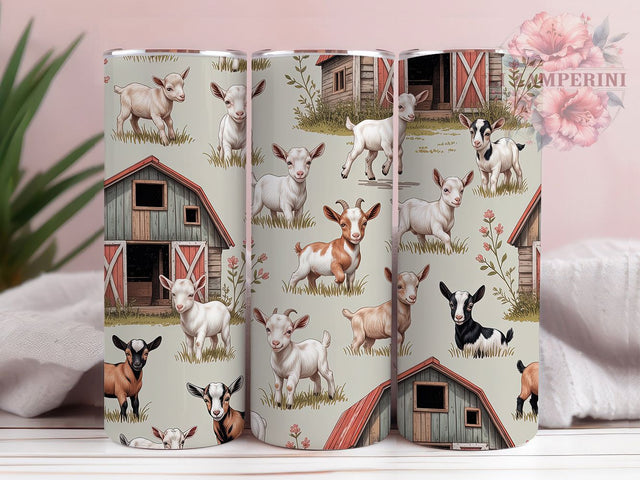Adorable Baby Goats Tumbler Wrap, 20oz Skinny Tumbler Digital Download, Farm Animals Tumbler Wrap Design, Sublimation PNG Sublimation Li Zamperini 