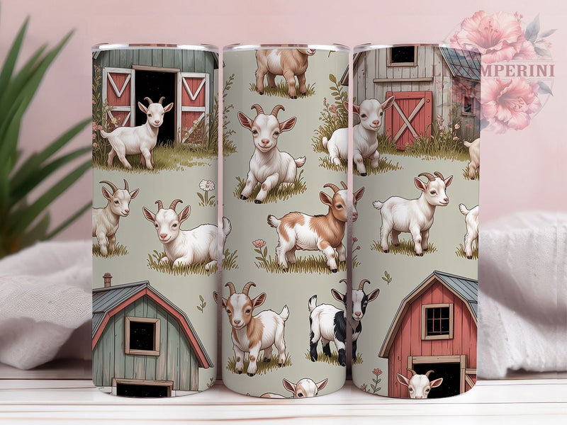 Adorable Baby Goats Tumbler Wrap, 20oz Skinny Tumbler Digital Download, Farm Animals Tumbler Wrap Design, Sublimation PNG Sublimation Li Zamperini 