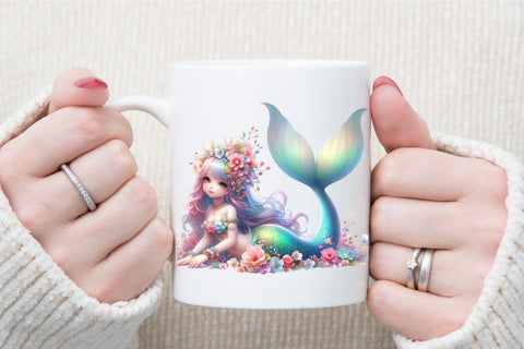 Adorable Baby Mermaid Clipart PNG Sublimation designartist 