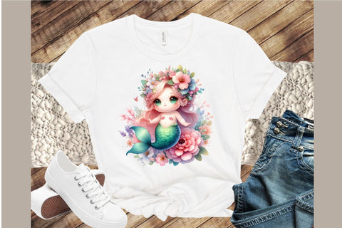 Adorable Baby Mermaid Clipart PNG Sublimation designartist 