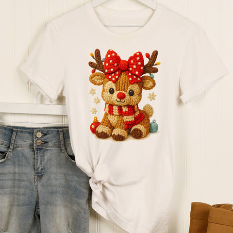 Adorable Baby Reindeer Faux Yarn PNG, Crochet Reindeer Christmas Clipart, 3D Plush Knitted Reindeer Sublimation Design, Cute Xmas Design Sublimation HappyDesignStudio 