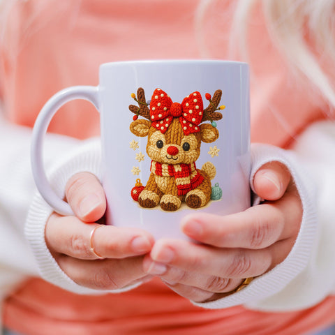 Adorable Baby Reindeer Faux Yarn PNG, Crochet Reindeer Christmas Clipart, 3D Plush Knitted Reindeer Sublimation Design, Cute Xmas Design Sublimation HappyDesignStudio 