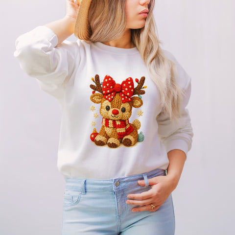 Adorable Baby Reindeer Faux Yarn PNG, Crochet Reindeer Christmas Clipart, 3D Plush Knitted Reindeer Sublimation Design, Cute Xmas Design Sublimation HappyDesignStudio 