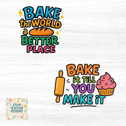 Adorable Baking Clipart Bundle – 14 PNGs with Quotes and Kitchen Graphics! Sublimation The STEM Teacher 