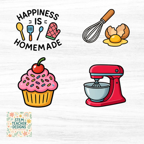 Adorable Baking Clipart Bundle – 14 PNGs with Quotes and Kitchen Graphics! Sublimation The STEM Teacher 