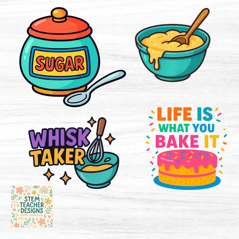 Adorable Baking Clipart Bundle – 14 PNGs with Quotes and Kitchen Graphics! Sublimation The STEM Teacher 