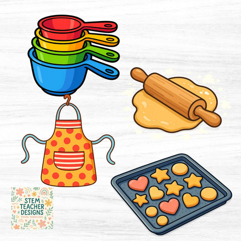 Adorable Baking Clipart Bundle – 14 PNGs with Quotes and Kitchen Graphics! Sublimation The STEM Teacher 