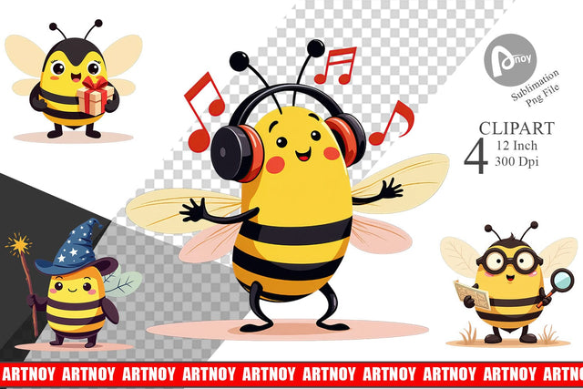 Adorable Bee Clipart Sublimation artnoy 