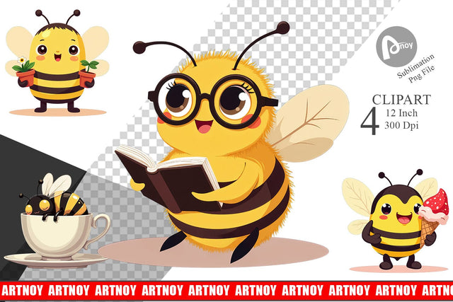 Adorable Bee Clipart Sublimation artnoy 