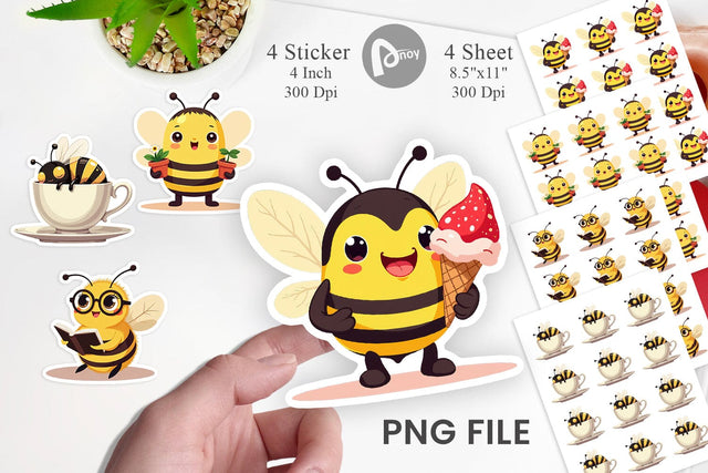 Adorable Bee Sticker Sublimation artnoy 