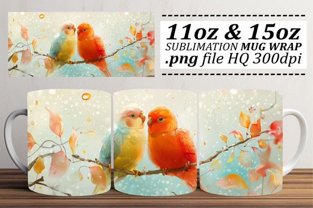 Adorable Bird Art Mug – Sublimation Wrap for 11oz & 15oz Cups Sublimation afrosvg 