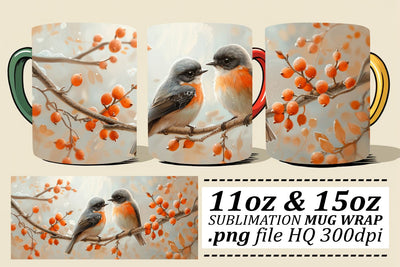 Adorable Bird Design Mug Wrap – Sublimation for 11oz & 15oz Sublimation afrosvg 
