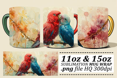 Adorable Birds Wrap – 11oz & 15oz Mug Sublimation Print Sublimation afrosvg 