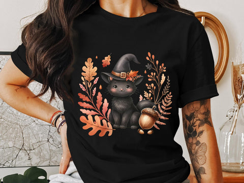 Adorable Black Cat in Witch Hat PNG Sublimation Luvleigh Digitals 