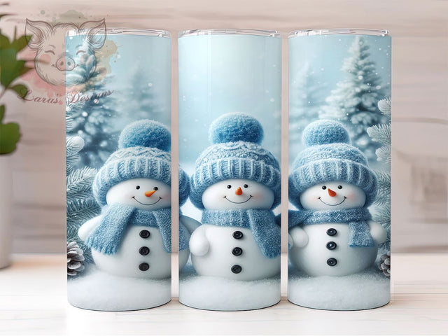 Adorable Blue Hat Snowman Tumbler, Blue Hat Snowman Sublimation Design, Festive Snowman Art, 20oz Xmas Tumbler, Whimsical Snowman Mug, Stylish Holiday Cup, Cozy Snowman Wrap Sublimation Lara' s Designs 