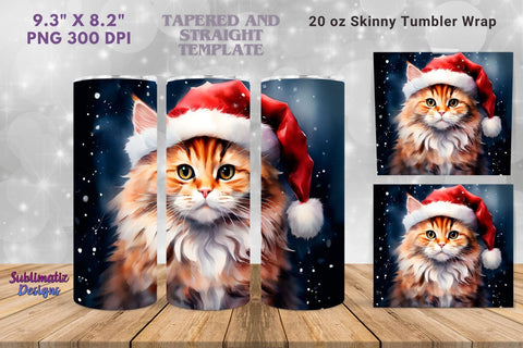 Adorable Cat 20 oz Christmas Wrap | 20 oz Skinny Tumbler Wrap Sublimation Christmas Design Sublimation Sublimatiz Designs 