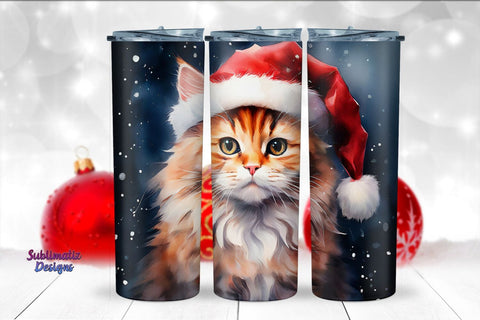 Adorable Cat 20 oz Christmas Wrap | 20 oz Skinny Tumbler Wrap Sublimation Christmas Design Sublimation Sublimatiz Designs 