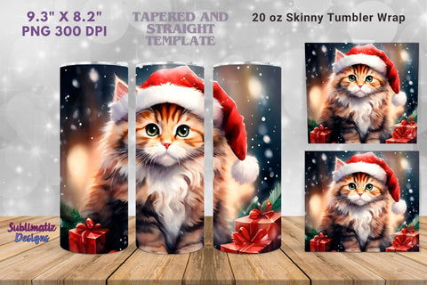 Adorable Cat Christmas Tumbler Wrap | 20 oz Skinny Tumbler Wrap Sublimation Christmas Design Sublimation Sublimatiz Designs 
