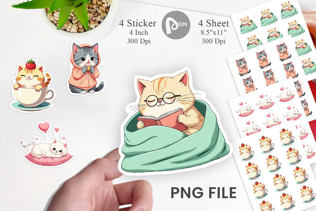 Adorable Cat Sticker Sublimation artnoy 