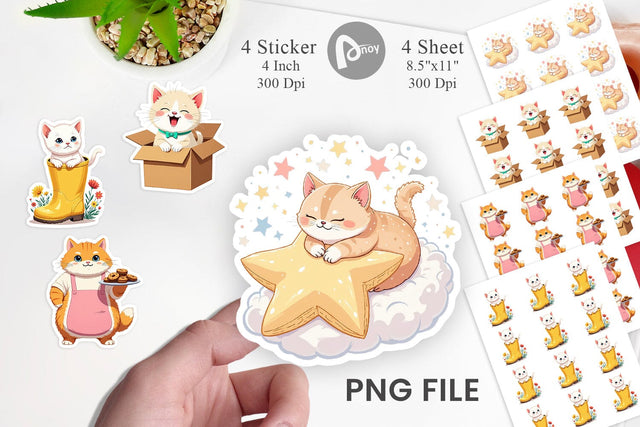 Adorable Cat Sticker Sublimation artnoy 