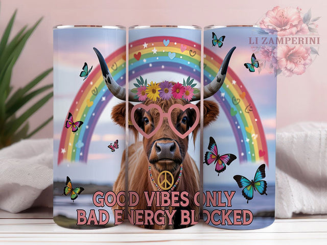 Adorable & Charming Highland Cow Tumbler, Cute Cow Wrap Design, Good Vibes Sublimation, Farm Animal Tumbler, 20oz Positive Quote Tumbler, Scottish Cow Lover Gift Sublimation Li Zamperini 