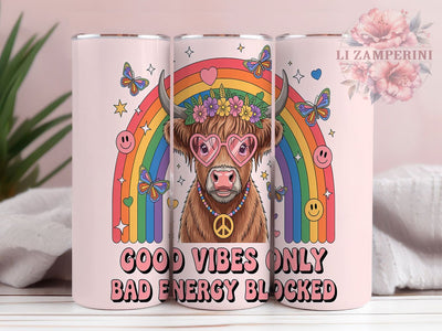 Adorable & Charming Highland Cow Tumbler, Cute Cow Wrap Design, Good Vibes Sublimation, Farm Animal Tumbler, 20oz Positive Quote Tumbler, Scottish Cow Lover Gift Sublimation Li Zamperini 