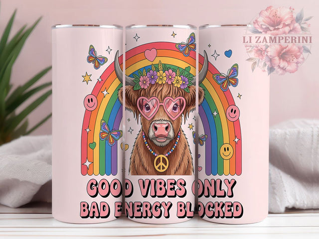 Adorable & Charming Highland Cow Tumbler, Cute Cow Wrap Design, Good Vibes Sublimation, Farm Animal Tumbler, 20oz Positive Quote Tumbler, Scottish Cow Lover Gift Sublimation Li Zamperini 