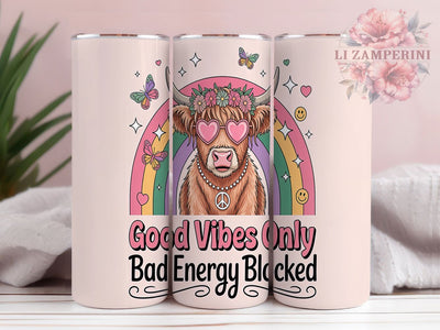 Adorable & Charming Highland Cow Tumbler, Cute Cow Wrap Design, Good Vibes Sublimation, Farm Animal Tumbler, 20oz Positive Quote Tumbler, Scottish Cow Lover Gift Sublimation Li Zamperini 