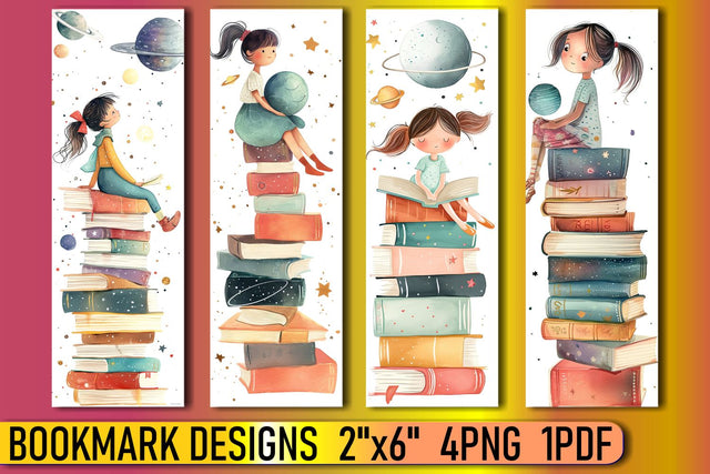 Adorable Children's Characters in Bookmarks Sublimation afrosvg 