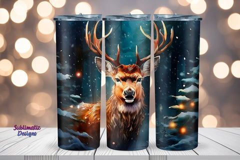 Adorable Christmas 20 oz Deer Wrap | 20 oz Skinny Tumbler Wrap Sublimation Christmas Design Sublimation Sublimatiz Designs 