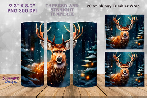Adorable Christmas 20 oz Deer Wrap | 20 oz Skinny Tumbler Wrap Sublimation Christmas Design Sublimation Sublimatiz Designs 