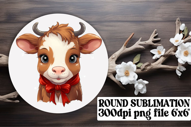 Adorable Christmas Cow Circle - Sublimation Collection Sublimation afrosvg 